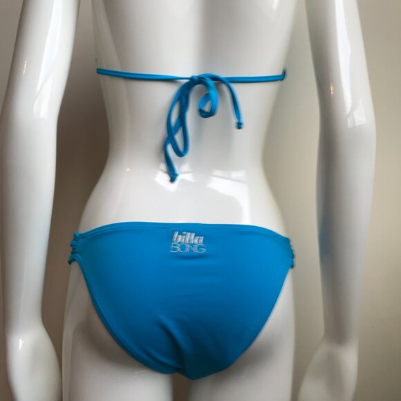 Billabong BLUE CRUSH era Vintage bikini solid blue halter top set RARE - Picture 4 of 10